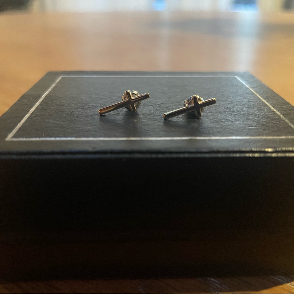 Fossil gold cross earrings